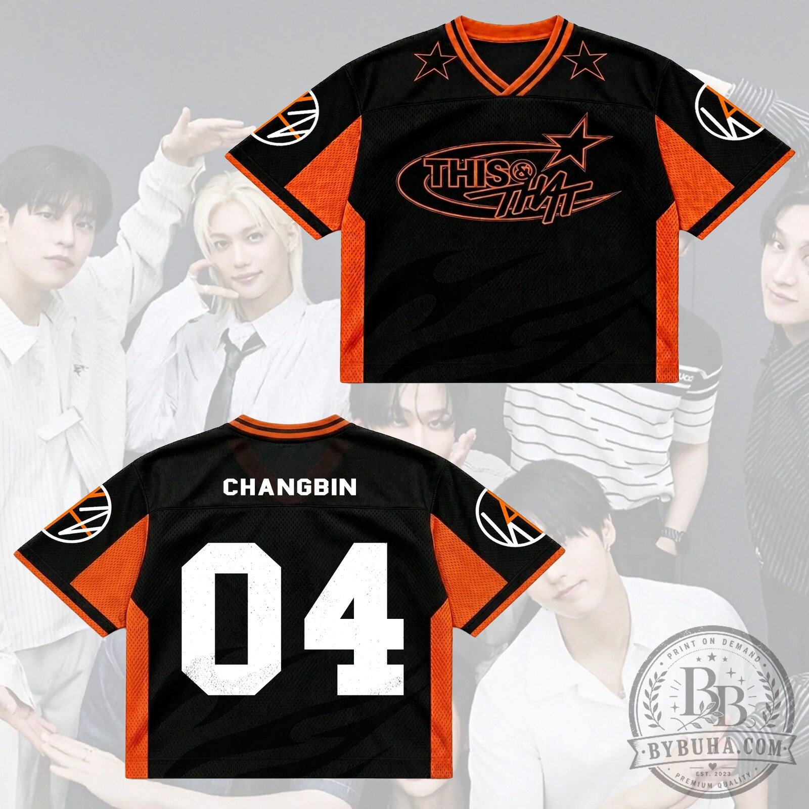 Stray Kids Bang Chan This And That Number 03 Black And Orange Football Jersey 10 Stray Kids Bang Chan This And That Number 03 Black And Orange Football Jersey