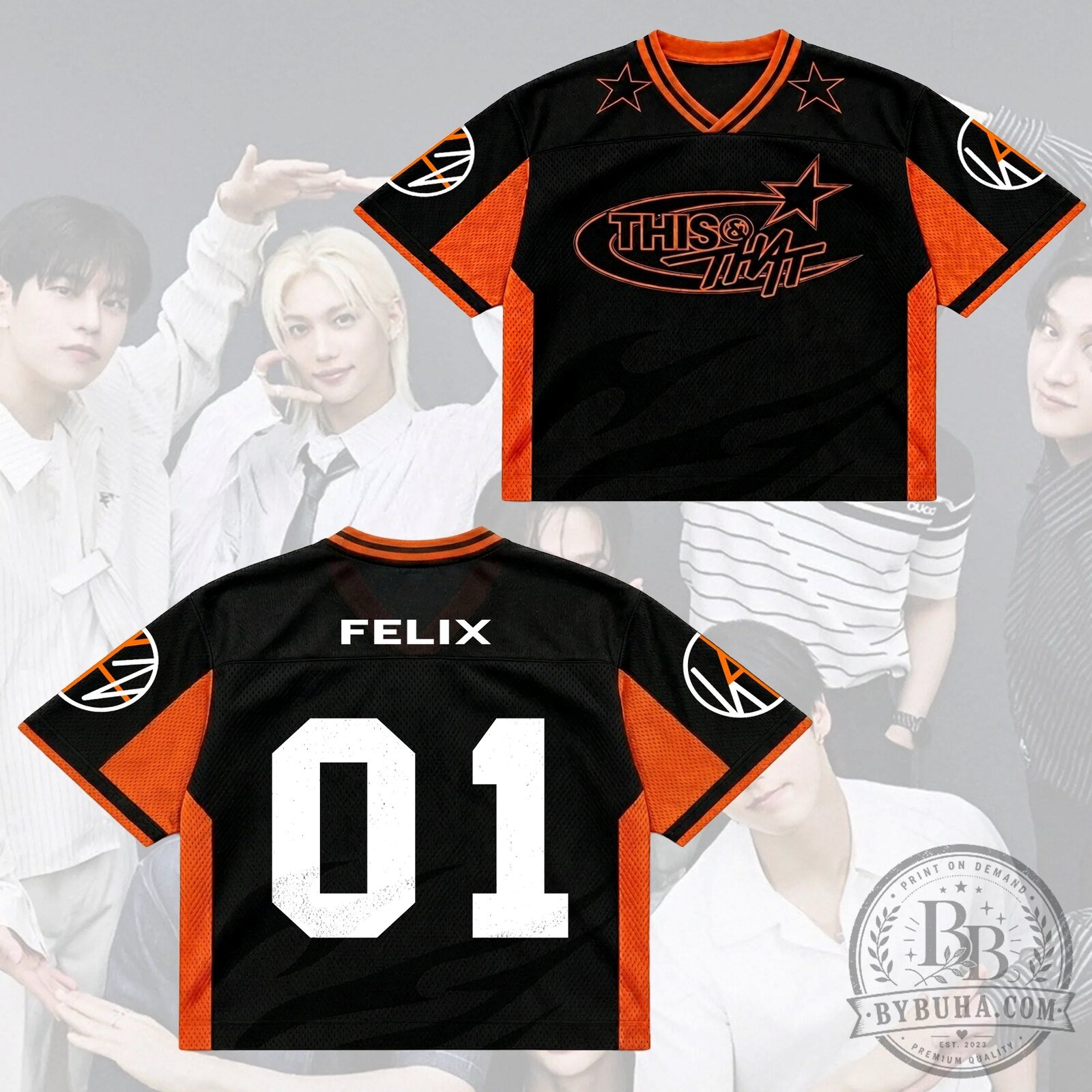 Stray Kids Bang Chan This And That Number 03 Black And Orange Football Jersey 11 Stray Kids Bang Chan This And That Number 03 Black And Orange Football Jersey