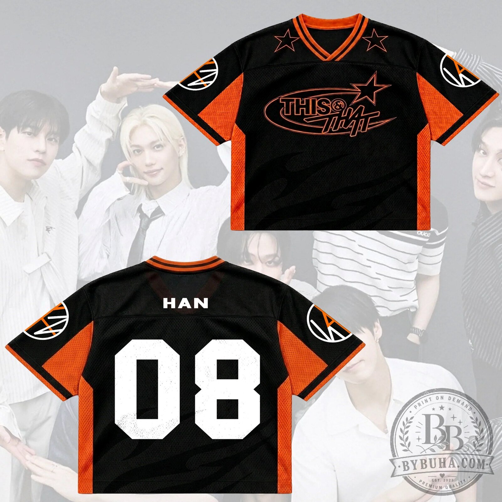 Stray Kids Bang Chan This And That Number 03 Black And Orange Football Jersey 12 Stray Kids Bang Chan This And That Number 03 Black And Orange Football Jersey