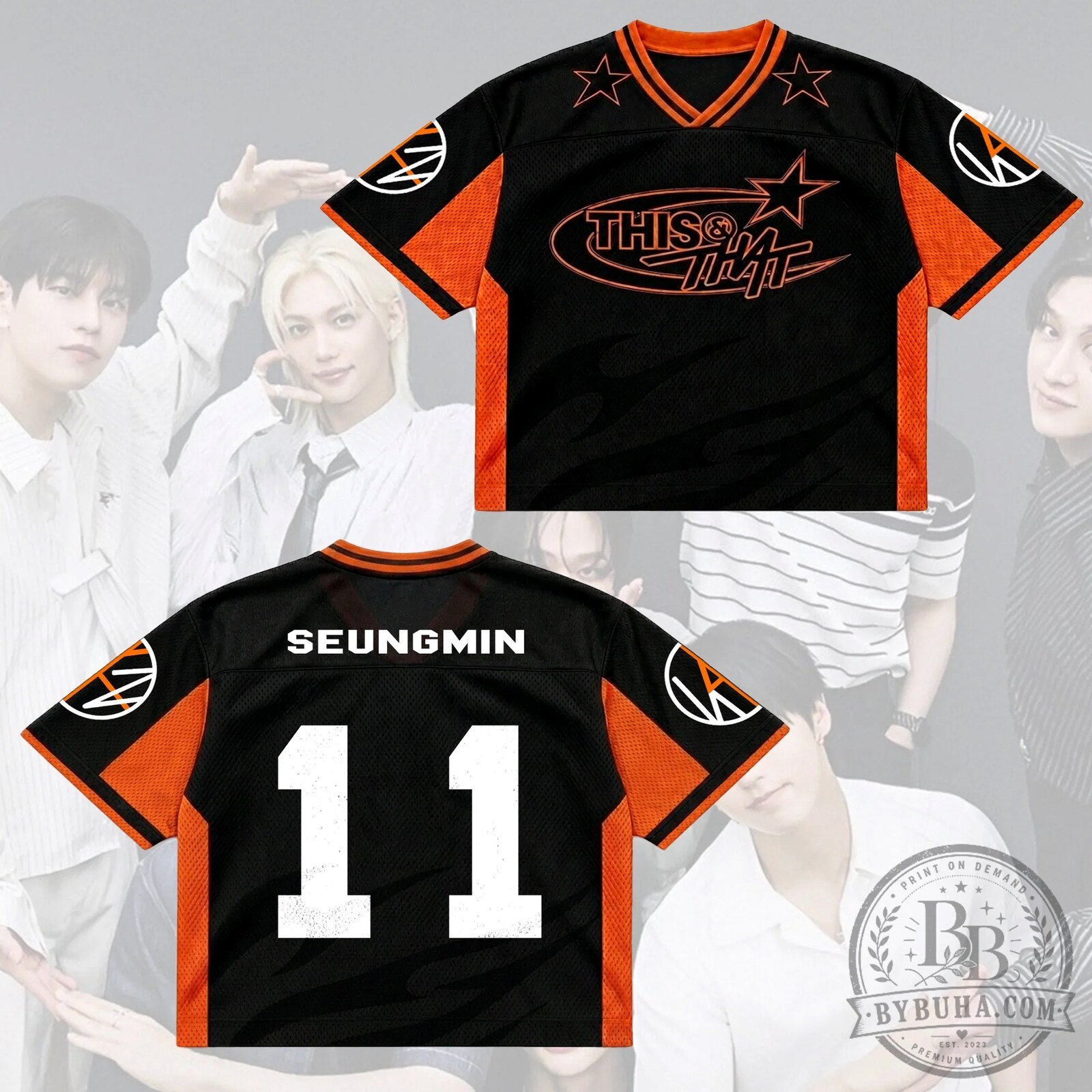 Stray Kids Bang Chan This And That Number 03 Black And Orange Football Jersey 16 Stray Kids Bang Chan This And That Number 03 Black And Orange Football Jersey