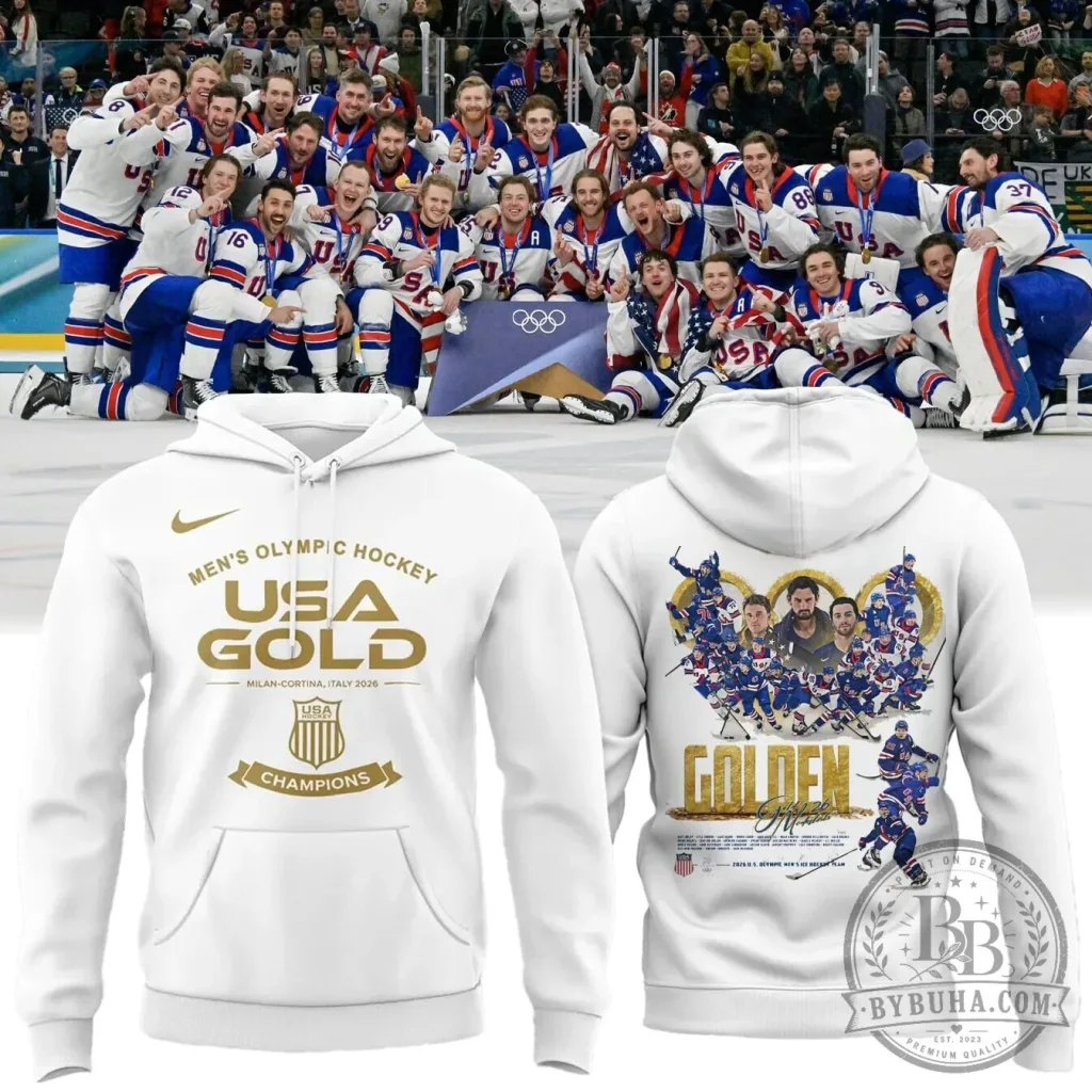 USA Men's Olympic Ice Hockey Team Milan Cortina 2026 Gold Champions Hoodie USA Men's Olympic Ice Hockey Team Milan Cortina 2026 Gold Champions Hoodie
