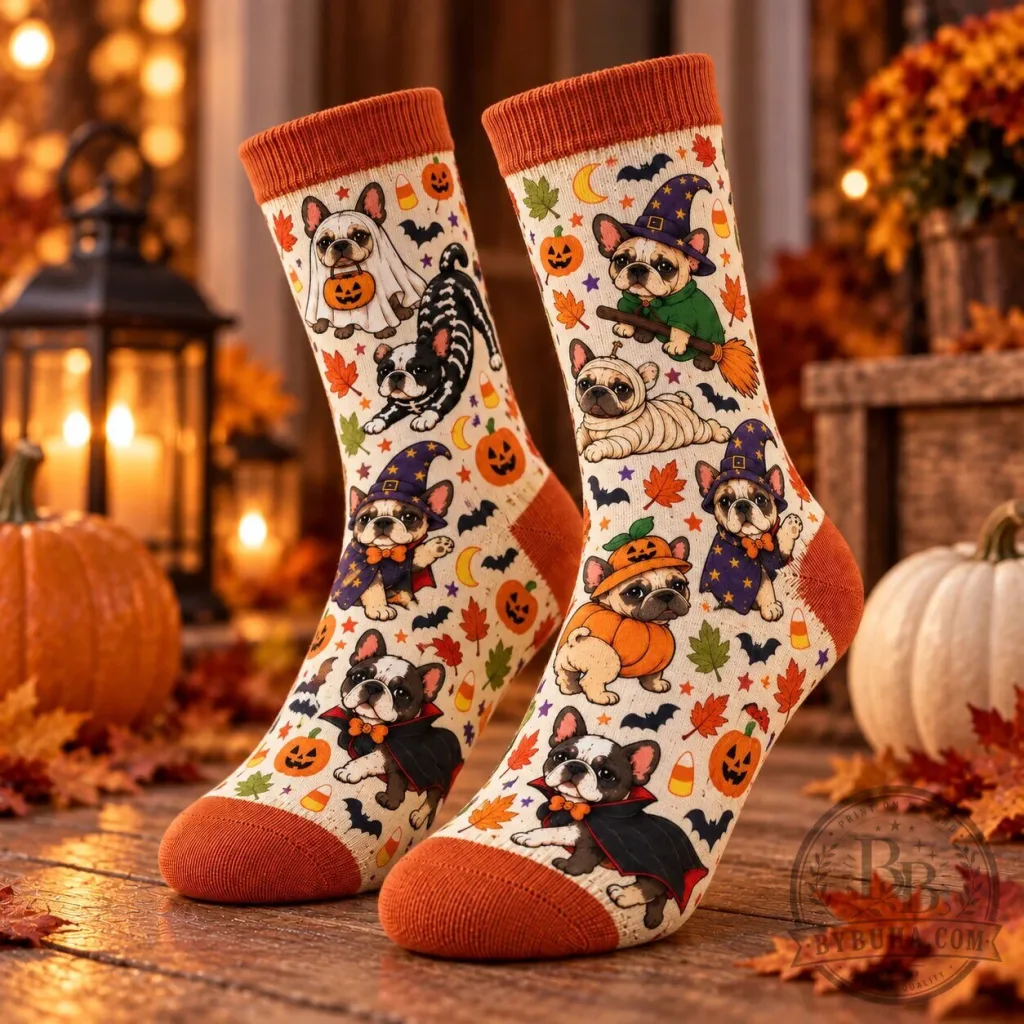 Halloween French Bulldog Puppy Spooky Season Costume Socks Halloween French Bulldog Puppy Spooky Season Costume Socks