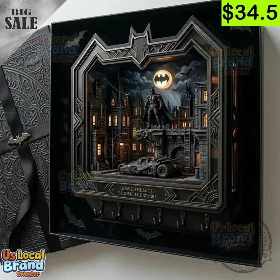 Batman Wall Key Holder with Batmobile and Gotham City Scene 4 Batman Wall Key Holder with Batmobile and Gotham City Scene