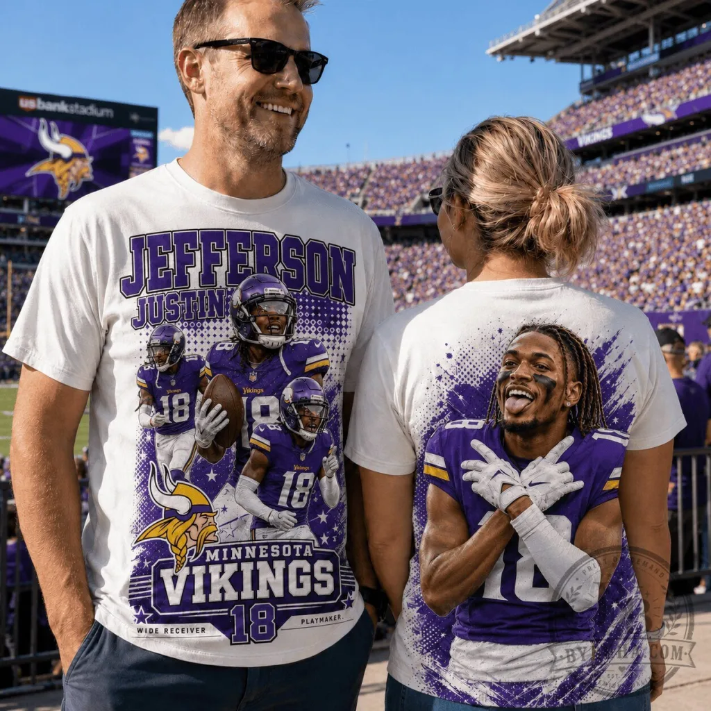 Minnesota Vikings Football Justin Jefferson Player Graphic T-Shirt Minnesota Vikings Football Justin Jefferson Player Graphic T-Shirt