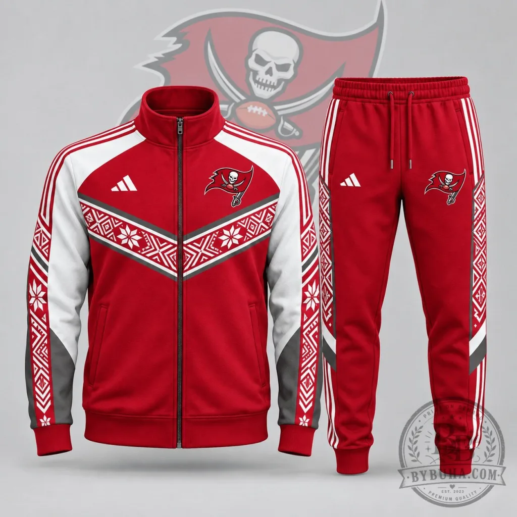 Tampa Bay Buccaneers Nordic Pattern Full-Zip Tracksuit Jacket and Pants Tampa Bay Buccaneers Nordic Pattern Full-Zip Tracksuit Jacket and Pants