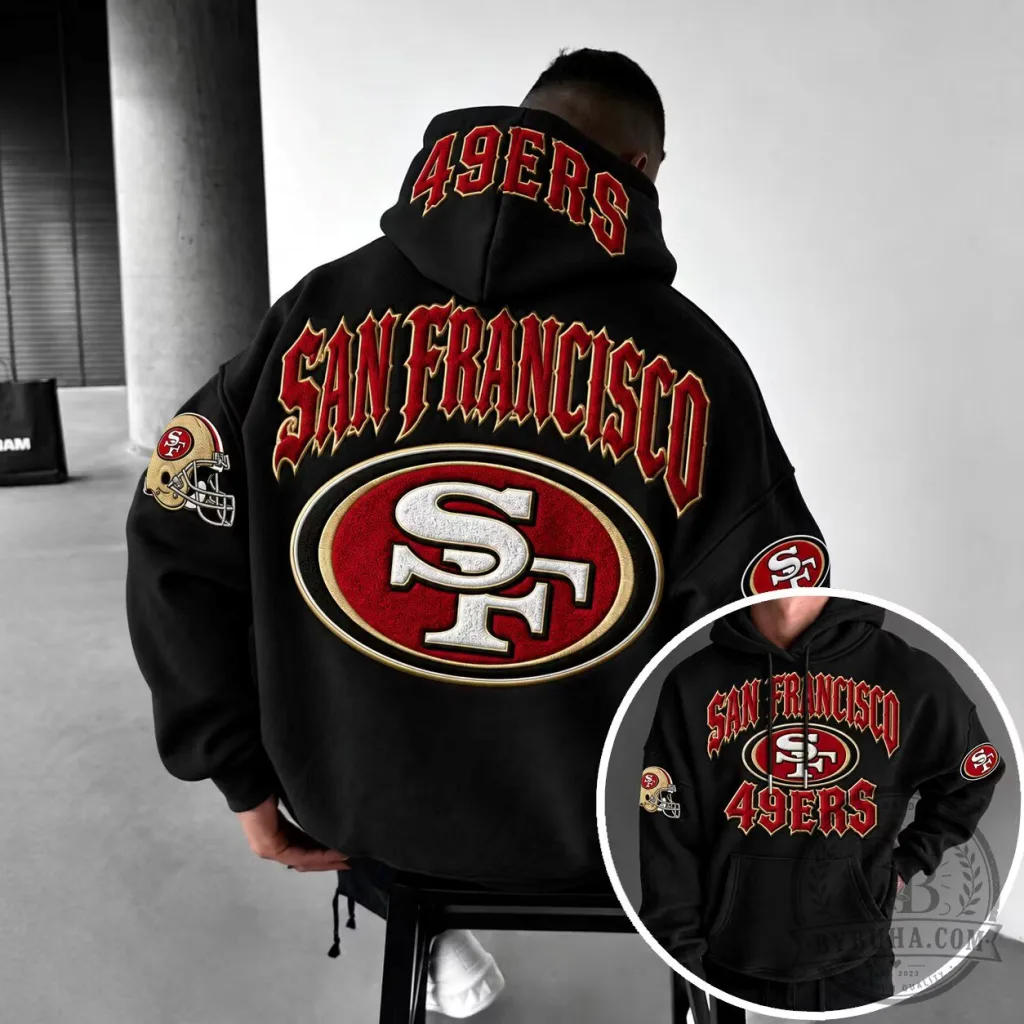 San Francisco 49ers NFL Football Team Logo Black Hoodie for Men and Women San Francisco 49ers NFL Football Team Logo Black Hoodie for Men and Women