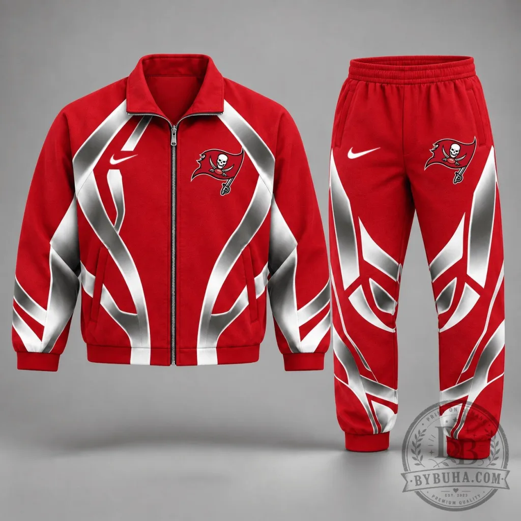 Tampa Bay Buccaneers NFL Football Team Graphic Full Zip Jacket and Pants Set Tampa Bay Buccaneers NFL Football Team Graphic Full Zip Jacket and Pants Set