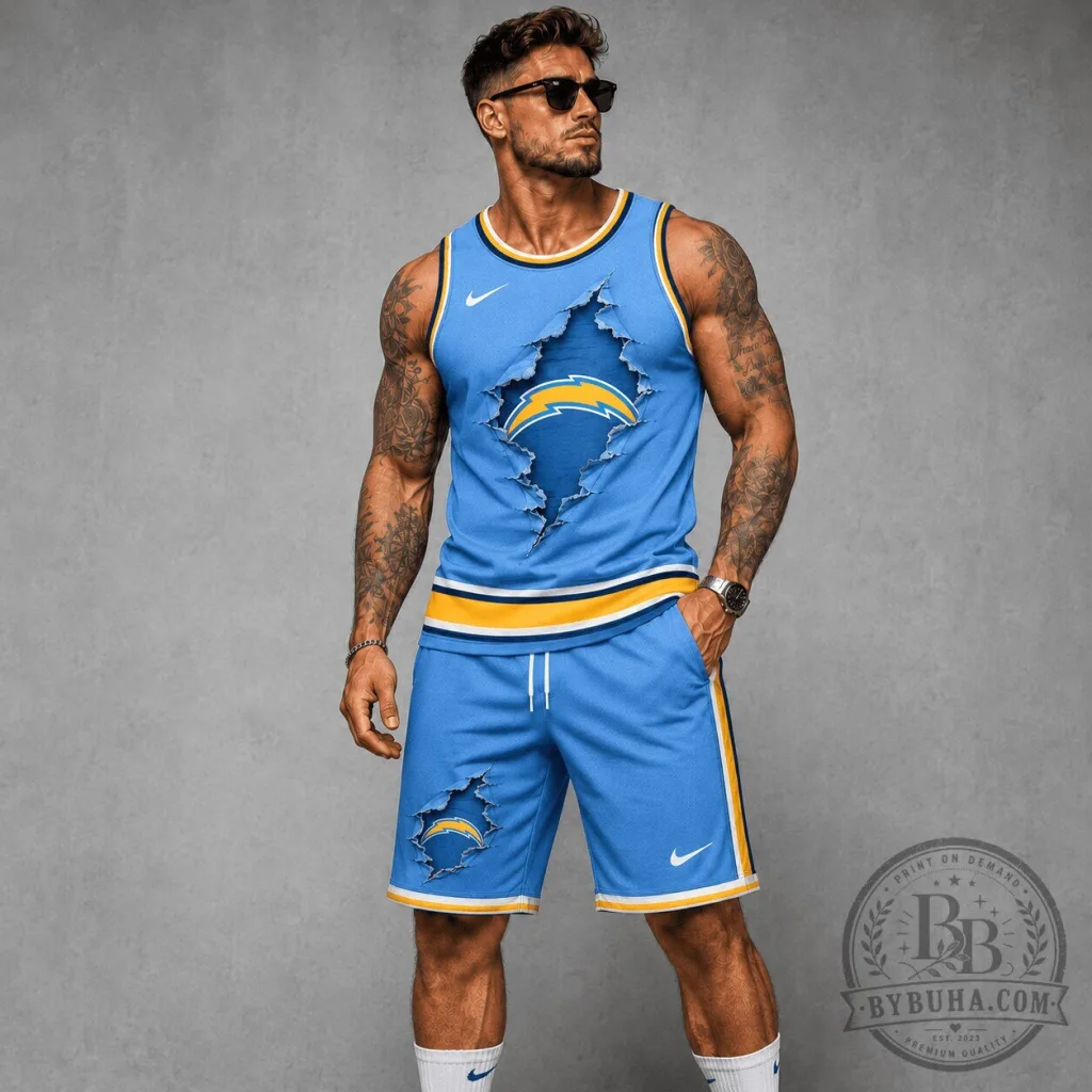 Los Angeles Chargers Distressed Logo NFL Football Fan Tank Top Los Angeles Chargers Distressed Logo NFL Football Fan Tank Top