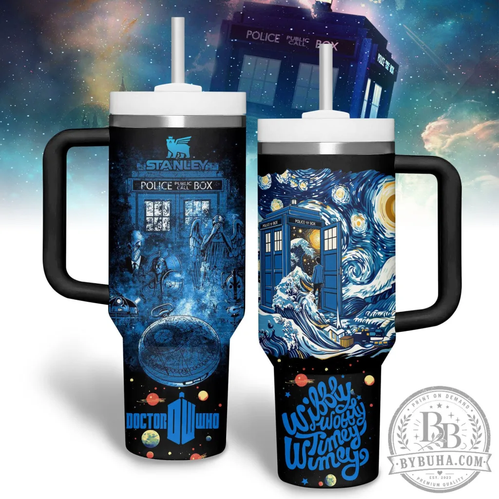 Doctor Who TARDIS Police Box 40oz Tumbler With Handle Doctor Who TARDIS Police Box 40oz Tumbler With Handle