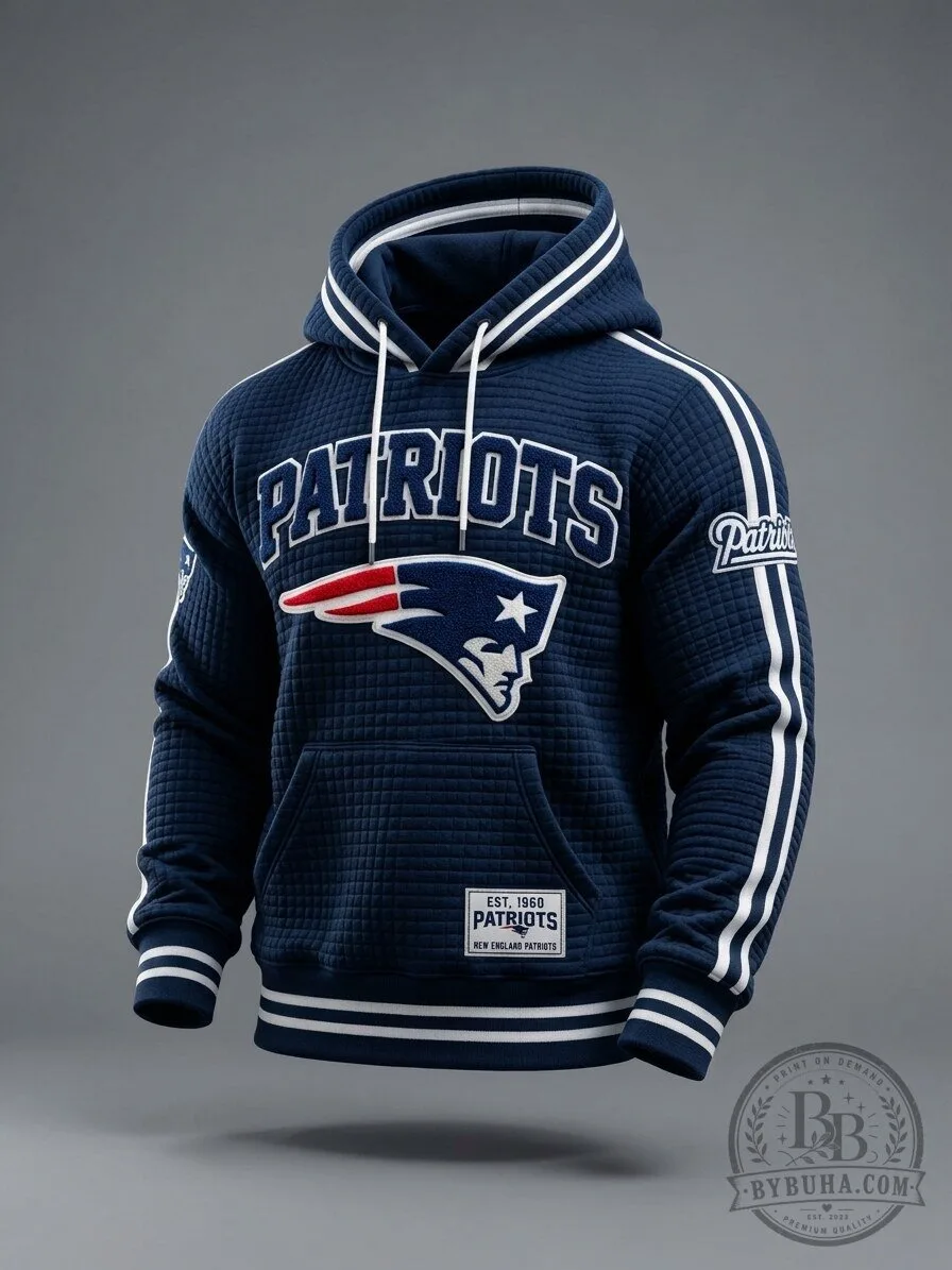 New England Patriots Navy Blue Waffle Textured Long Sleeve Graphic Drawstring Hoodie 1 New England Patriots Navy Blue Waffle Textured Long Sleeve Graphic Drawstring Hoodie