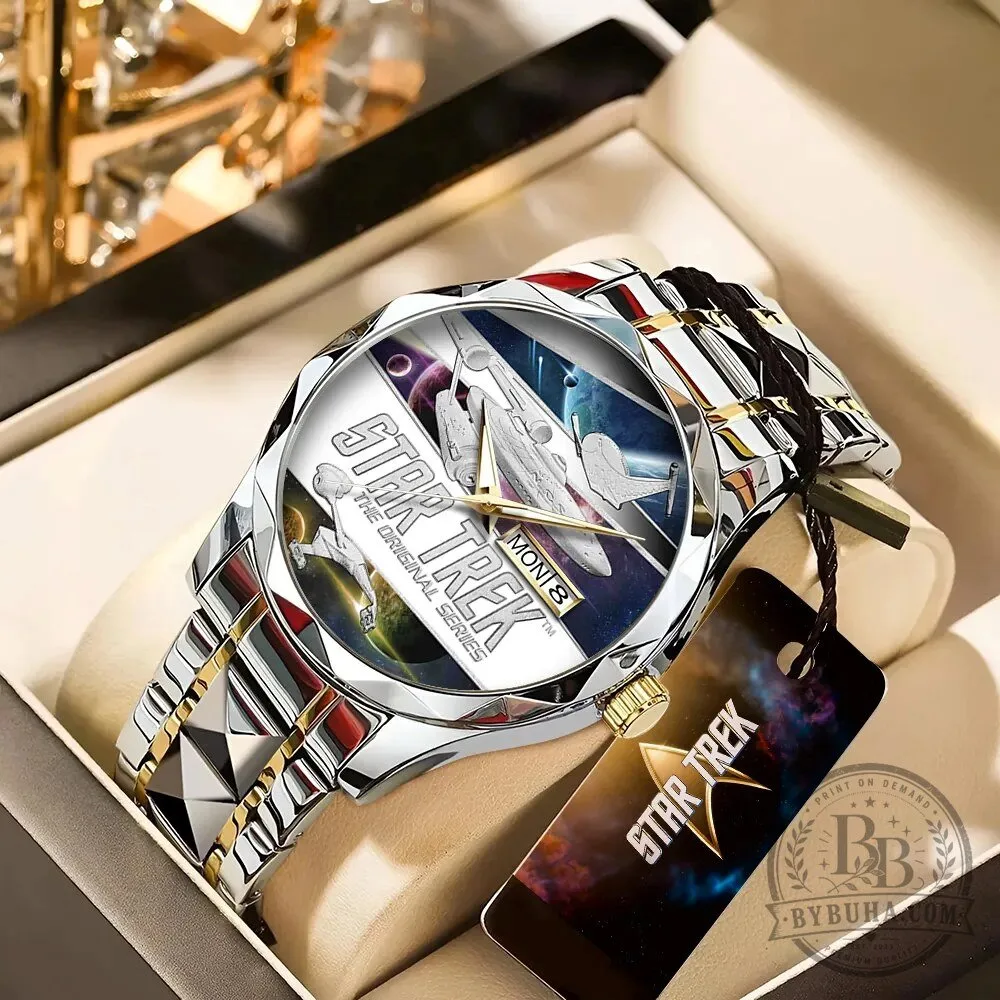 Star Trek The Original Series Enterprise Spaceship Gold Tone Stainless Steel Watch 4 Star Trek The Original Series Enterprise Spaceship Gold Tone Stainless Steel Watch