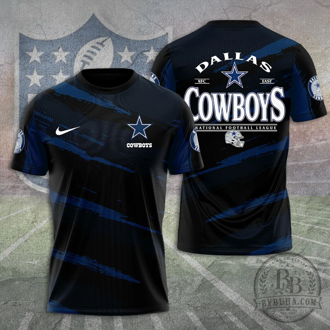 Dallas Cowboys National Football League Blue Black Brush Stroke T-Shirt
