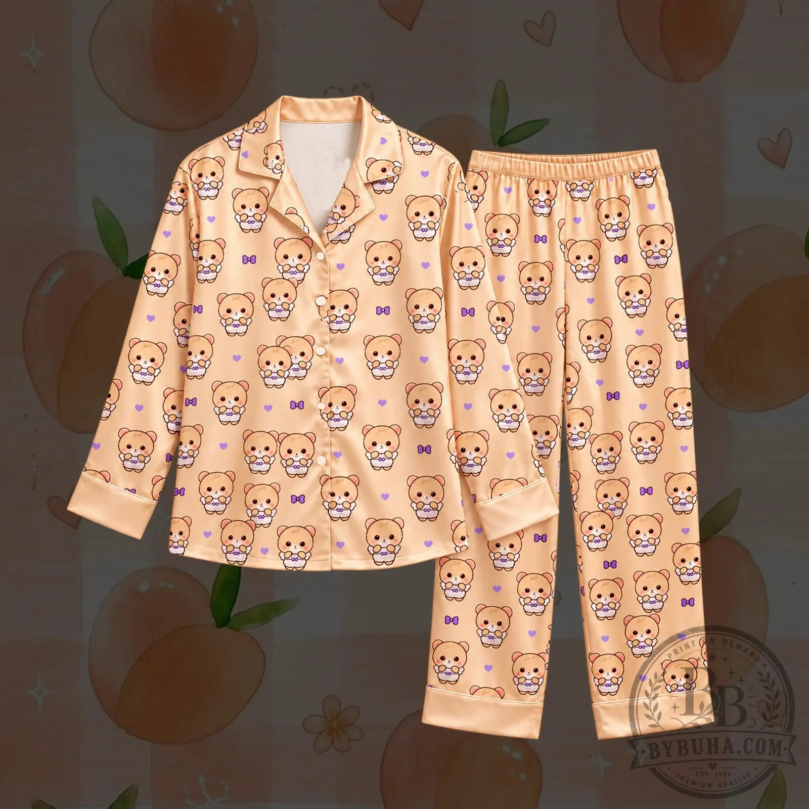 Cute Momo Mokuring Mascot Pastel Coquette Pajama Set for Women