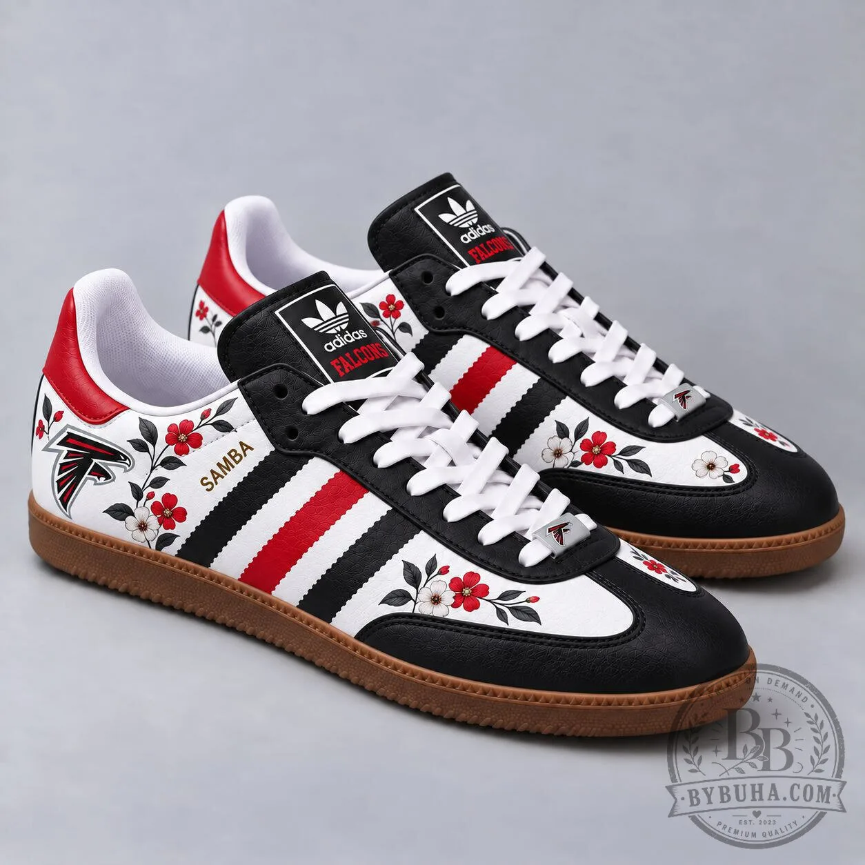 Samba Shoes for Game Day with Atlanta Falcons Floral Design
