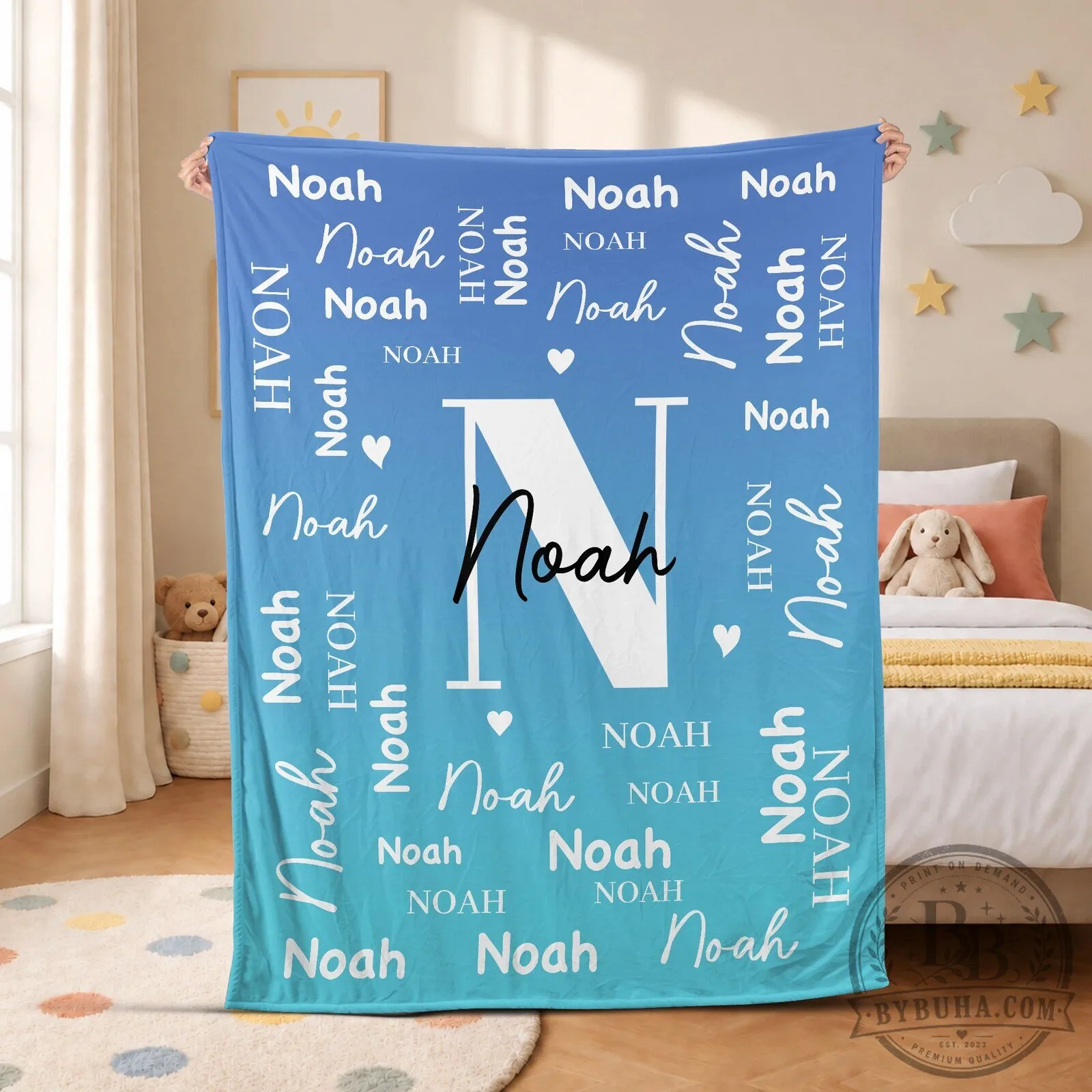 Personalized Monogram Name Blanket for Kids, Custom Initial Throw Blanket 5 Personalized Monogram Name Blanket for Kids, Custom Initial Throw Blanket