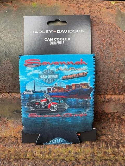 Harley-Davidson Savannah Georgia River Street Motorcycle Can Cooler